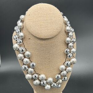 ✨ Chico’s Geovanna Silver Bauble Necklace – Statement Jewelry 14-19”✨ NEW